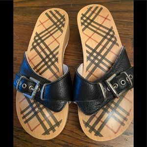 Burberry wooden wedge clogs